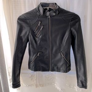 MATERIAL GIRL Black pleather like jacket size S